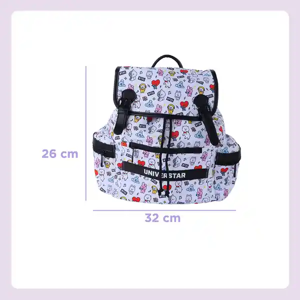Maleta Multi Estampada Serie Blanca Bt21 Miniso