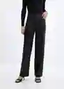 Pantalón High Negro Talla 40 Mujer Mango