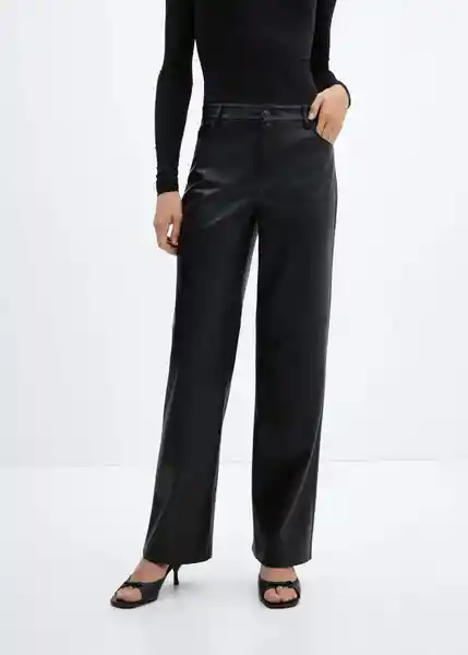 Pantalón High Negro Talla 40 Mujer Mango