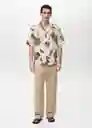 Camisa Sicilia Marron Talla M Hombre Mango