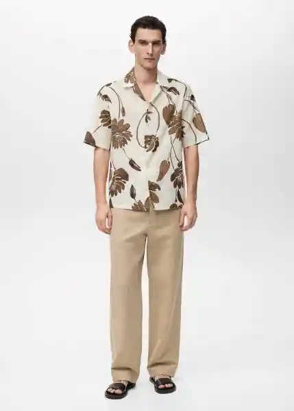 Camisa Sicilia Marron Talla M Hombre Mango
