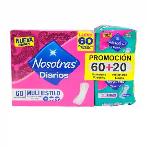 Nosotras Protectores Diarios Multiestilo + Protectores Diarios Largos