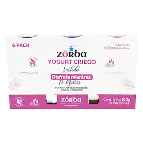 Zorba Yogurt Griego Sabor a Melocotón Fresa y Mora
