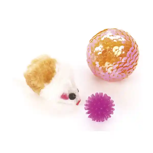 Jarapets Juguete Para Gato Raton y Pelota Naranja y Rosa CT14440