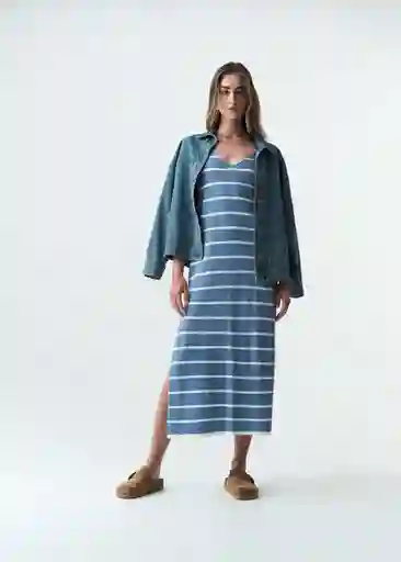 Vestido Mujer Azul Colonia Medio Talla S 473G036 Naf Naf