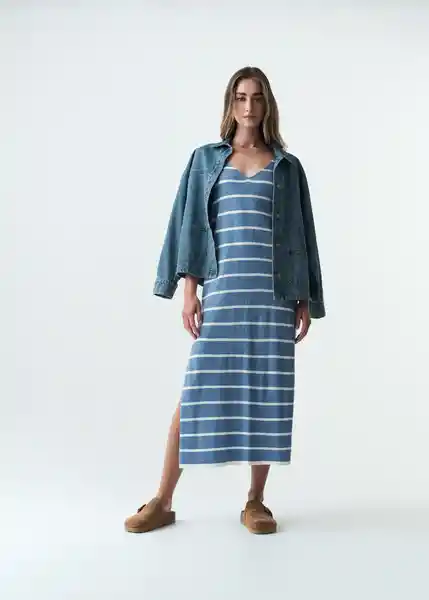 Vestido Mujer Azul Colonia Medio Talla S 473G036 Naf Naf