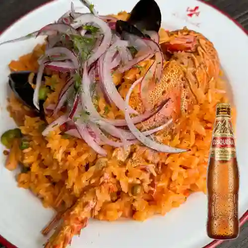 Combo Arroz c/ Mariscos Taipá +Cusqueña Dorada 330 ml