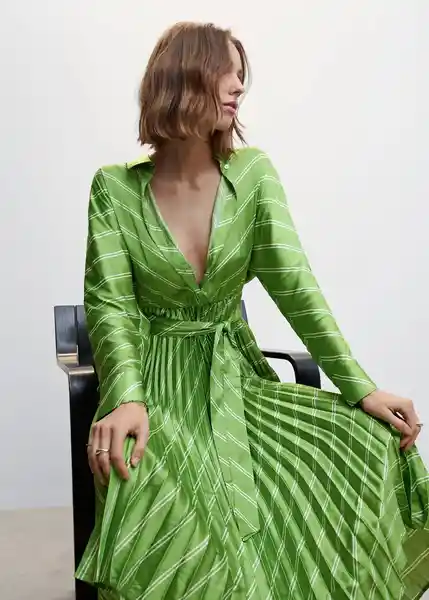 Vestido Galo Verde Talla XS Mujer Mango