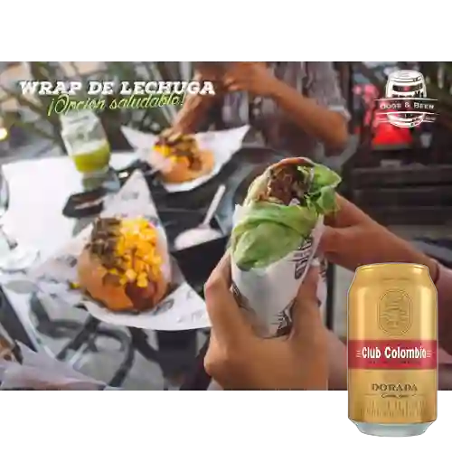 Combo Hamburguesa Lechuga Wrap + Club Cola Dorada 330ml Lata