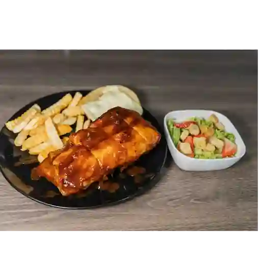 Costillas a la parrilla en salsa bbq