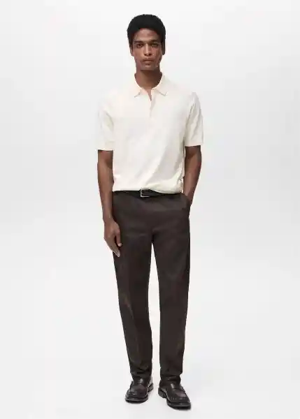 Camiseta Polo Arraona Offwhite Talla M Hombre Mango