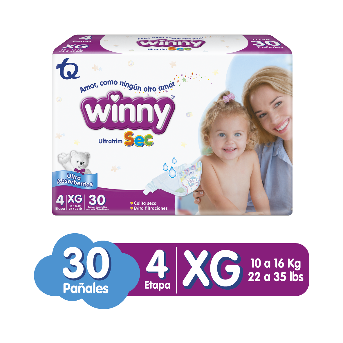 Winny Pañal Desechable Ultratrim Sec Etapa 4 XG 30 und