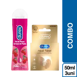 Combo Condón Real Feel y Lubricante Cereza