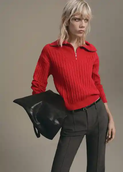 Saco Jersey Ribraid Rojo Talla L Mujer Mango