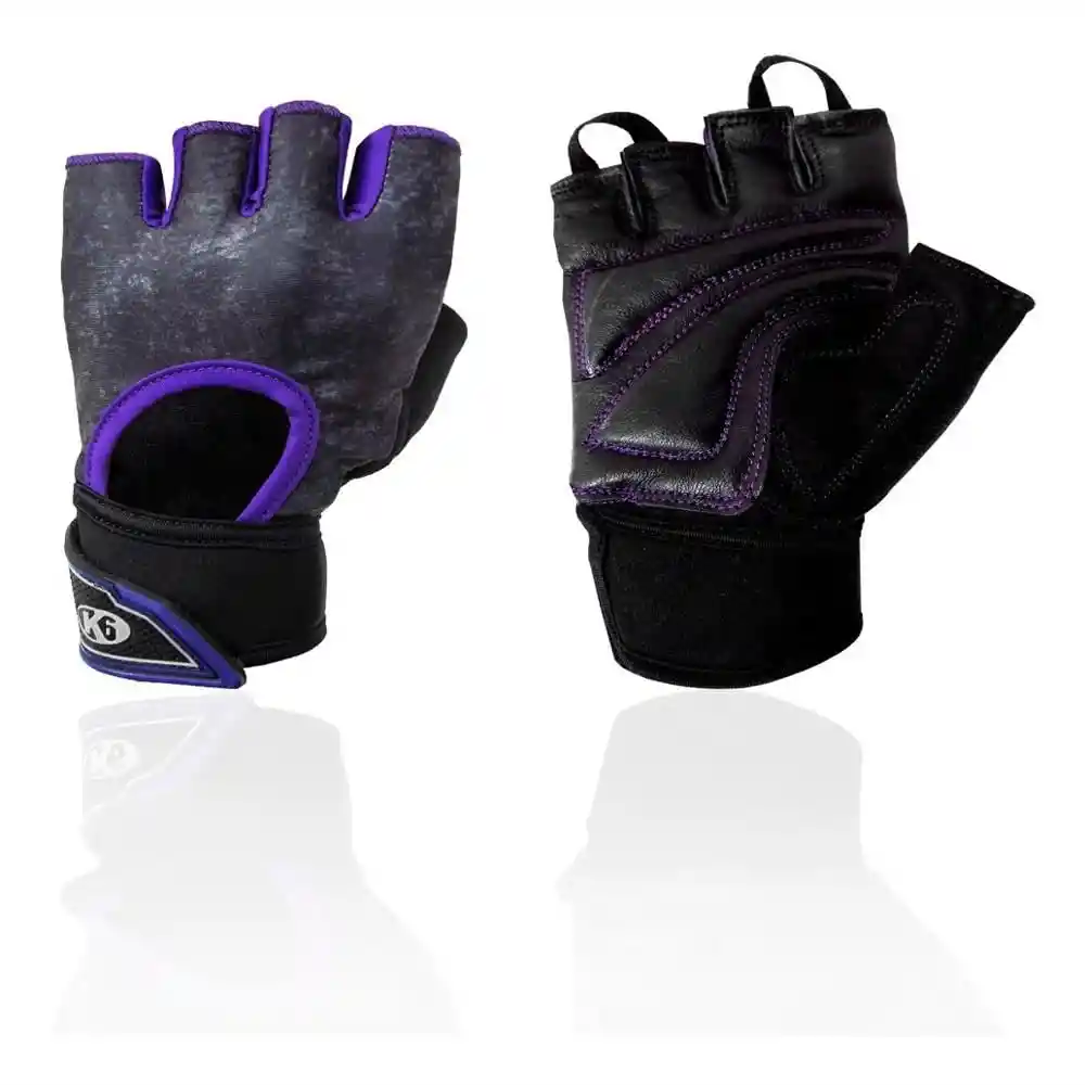 K6 Guantes Para Gimnasio De Cuero Gym Titanium Azul Talla M