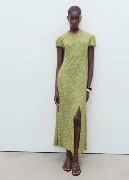 Vestido Pomelo Verde Talla M Mujer Mango