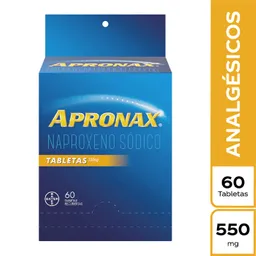 Apronax Naproxeno Sodico Tabletas  (550 mg) 60 Tabletas Recubiertas.
