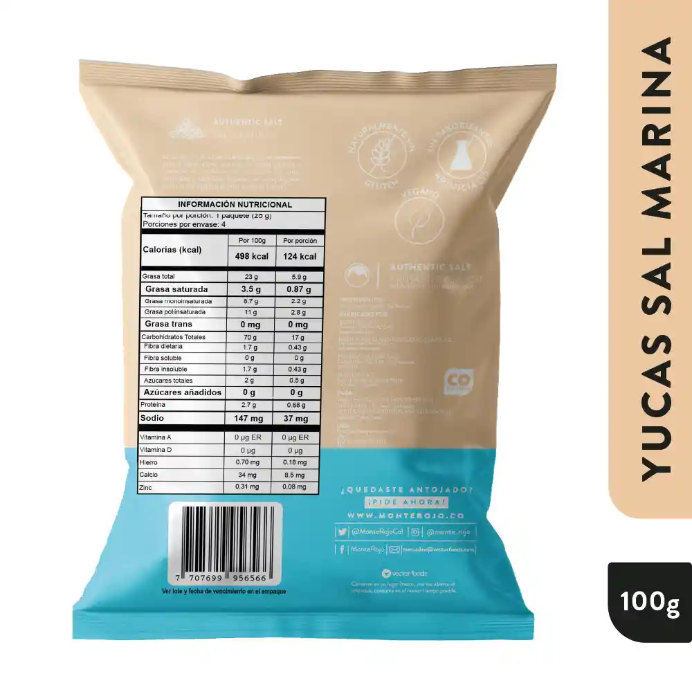 Monte Rojo Yucas Sal Marina 100gr