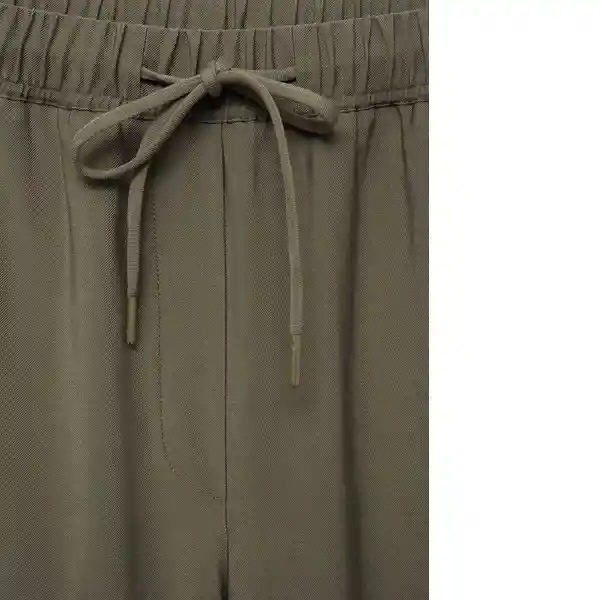 Pantalón Fluido Khaki Talla Xl Mujer Mango