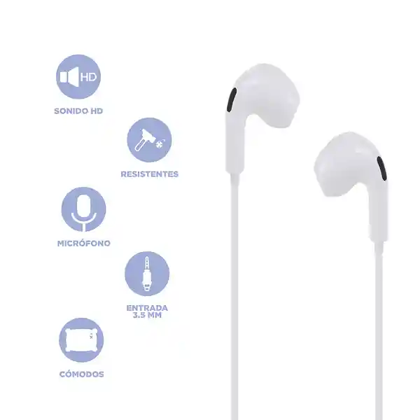 Audífonos Serie Moonlight Blanco 35 mm Mod 6311 Miniso