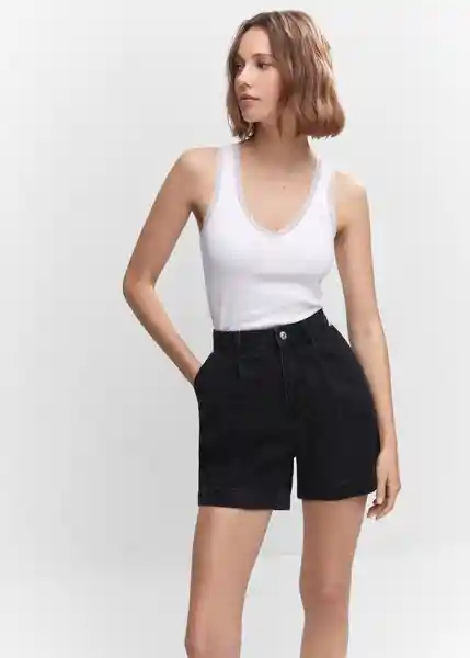 Short Regina Tejano Color Negro Talla 34 Mujer Mango