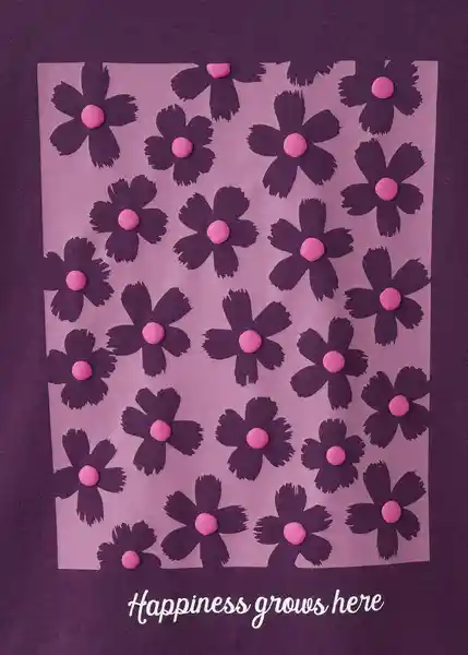 Camiseta Flowers Ciruela Talla 12 Niñas Mango