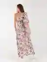 Vestido Largo Cuello Asimétrico Estampado Beige Talla L Mujer Naf Naf