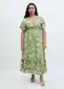 Vestido Coloma Verde Talla L Mujer Mango