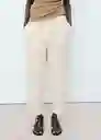 Pantalón Linen Piedra Talla XS Mujer Mango