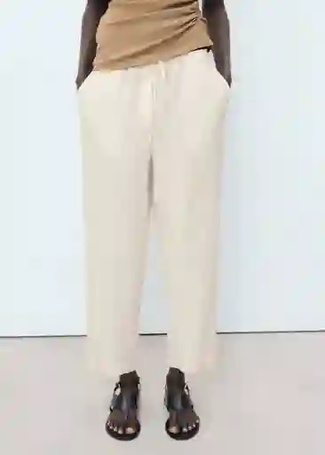 Pantalón Linen Piedra Talla XS Mujer Mango