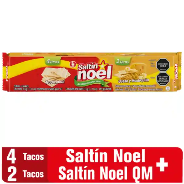 Galleta Saltin Noel Taco x 6 Mix 4 Rojo 2 Queso Mantequilla