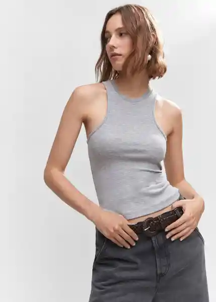 Top Feta Gris Claro Vigoré Talla XL Mujer Mango