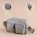 Bolso Crossbody Con Dos Bolsas al Frente Gris Claro Serie Miniso