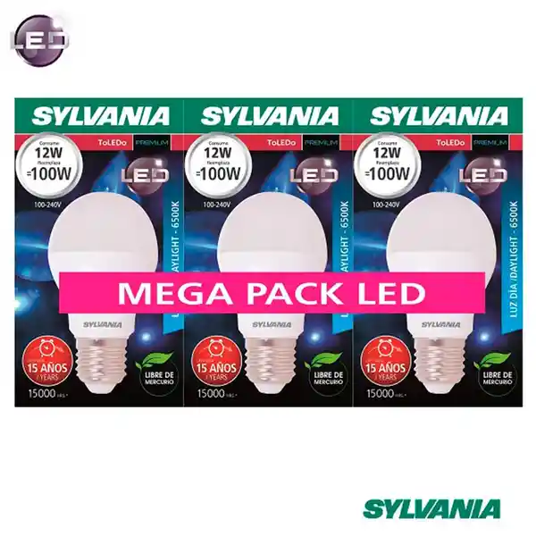 Sylvania Set Bombillo Led 12W Luz Blanca