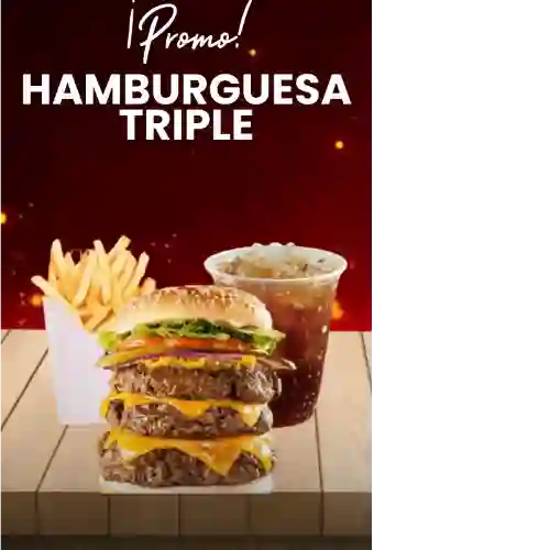 Hamburguesa Triple + Papas + Coca-cola