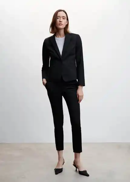 Blazer Americana Macaroni Negro Talla 38 Mujer Mango