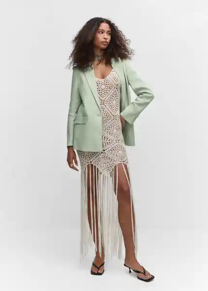 Blazer Americana Paula Verde Pastel Talla S Mujer Mango