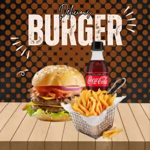 Hamburguesa Doble + Papas + Coca Cola
