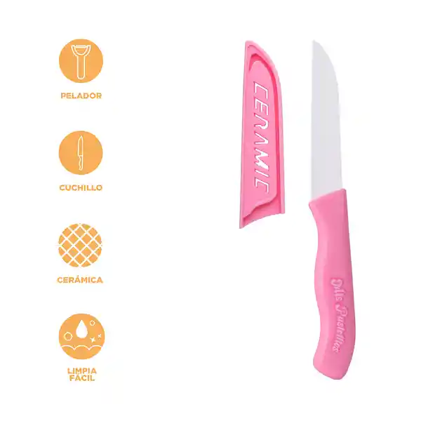 Cuchillo y Pelador de Verduras Mis Pastelitos Rosa Miniso