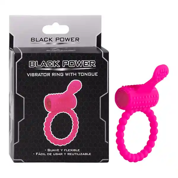 Black Power Anillo Vibrador Ring With Tongue