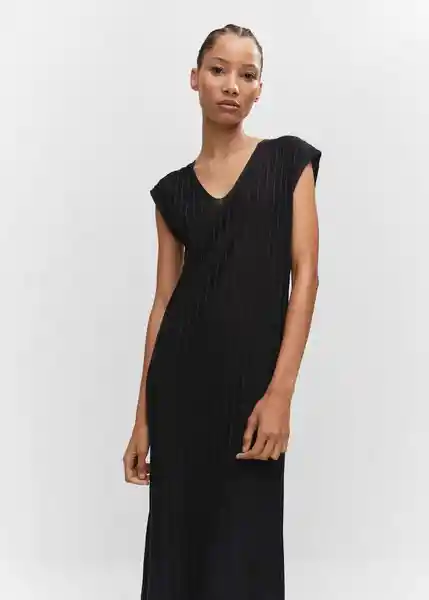 Vestido Canal Negro Talla 18 Mujer Mango