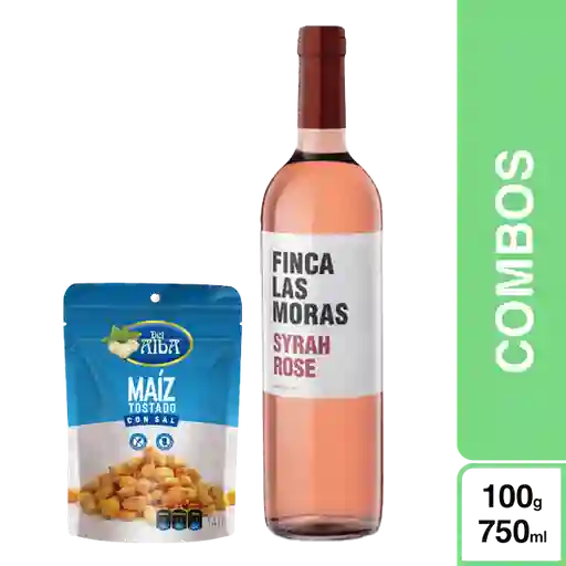 Combo 4 Las Moras Vino Rosado Syrah Rosé + Del Alba Maíz Tostado