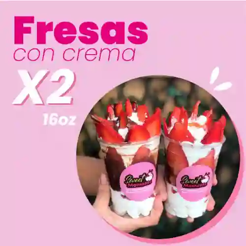 Promo 2 Fresas con Crema 16 Oz