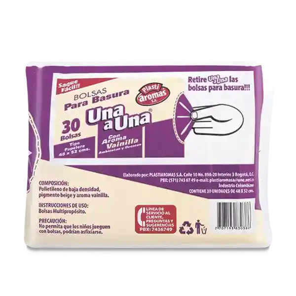 Plasti Aromas Bolsa de Basura Vainilla Papelera Beige 48 x 52 