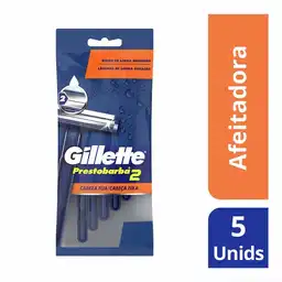 GILLETTE Prestobarba Cuchilla de Afeitar Desechable 5 Cuchillas para Hombre con 2 Hojas de Larga Duración y Cabeza Fija para Rasurar