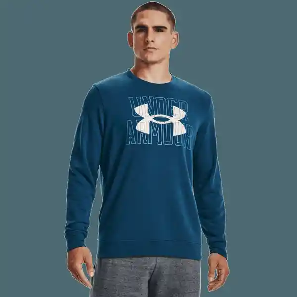 Under Armour Camiseta Rival Terry Logo Crew Hombre Azul MD