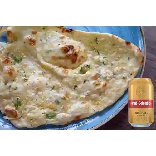 Combo Garlic Naan (Pan) +  Club col. Dorada Lta 330ml