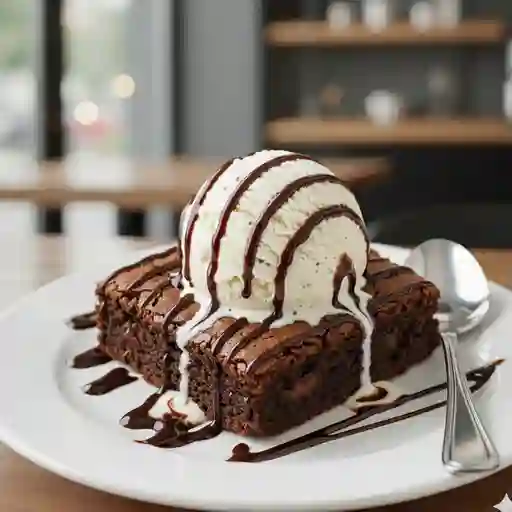 Brownie con helado