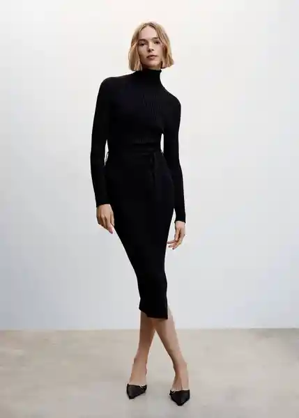 Vestido Goletac Negro Talla 18 Mujer Mango