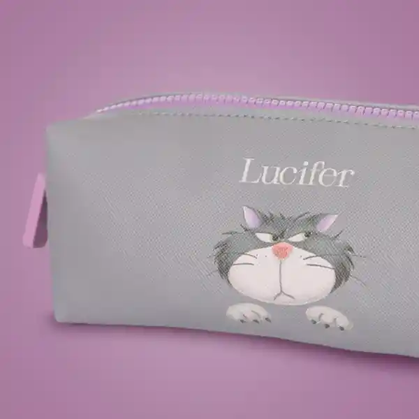 Cosmetiquera Rectangular Disney Cat Lucifer Gris Miniso